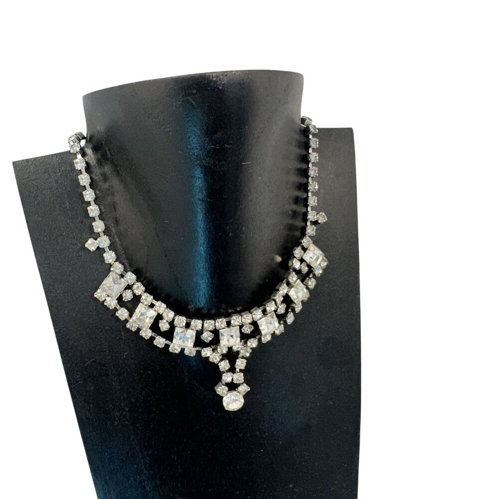 Vtg Womens Choker Necklace Bracelet Earrings Lot CZ Eveningwear Sparkle Bling